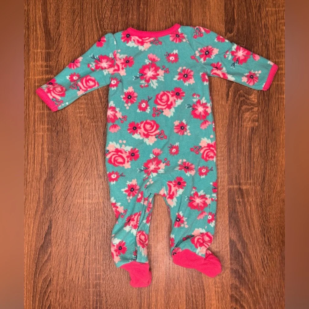 Carter’s floral fleece footie pajamas footless pjs baby girls 0-3 months Bundle